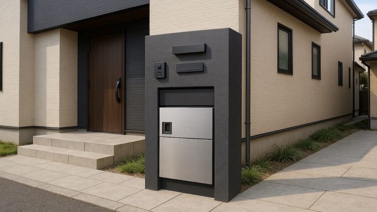 枚方市の戸建て外構に施工された宅配ボックスのイメージ