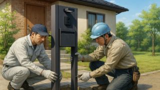 枚方市の戸建て外構に施工された門柱のイメージ