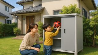 枚方市の住宅に施工された屋外用物置イメージ