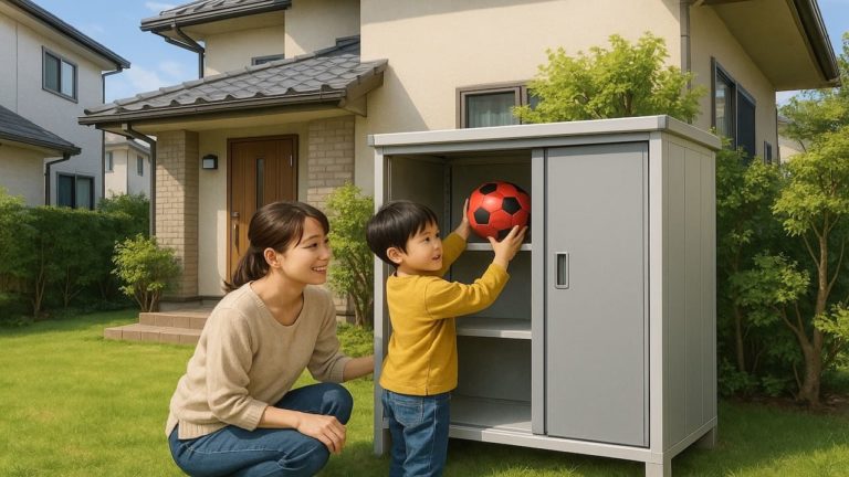 枚方市の住宅に施工された屋外用物置イメージ