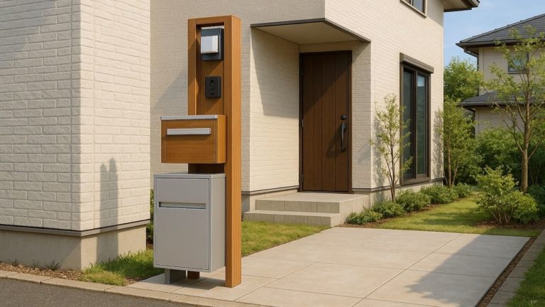 平塚市の戸建て外構に施工された宅配ボックスのイメージ
