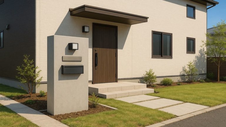 平塚市の戸建て外構に施工された門柱のイメージ