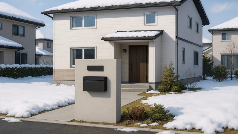 弘前市の戸建て外構に施工された門柱のイメージ