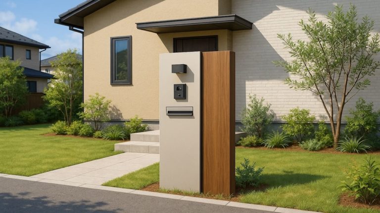 日立市の戸建て外構に施工された門柱のイメージ