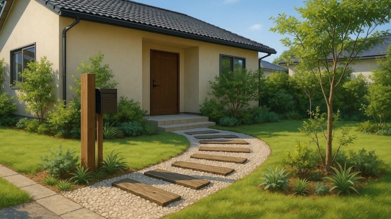 ひたちなか市の戸建て外構に施工された玄関アプローチのイメージ