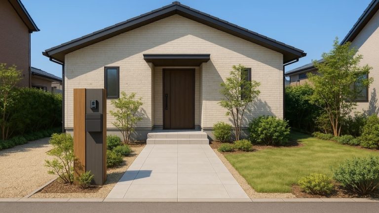 防府市の戸建て外構に施工された玄関アプローチのイメージ