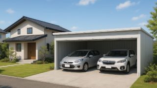 【防府市】車庫ガレージの見積もり費用|打合せで精度を上げるコツ 防府市の住宅に施工された車庫ガレージのイメージ