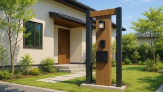 【防府市】門柱の費用ライン|資産価値を上げるデザインとは? 防府市の戸建て外構に施工された門柱のイメージ