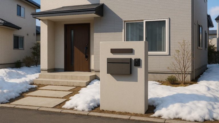 北海道の戸建て外構に施工された門柱のイメージ