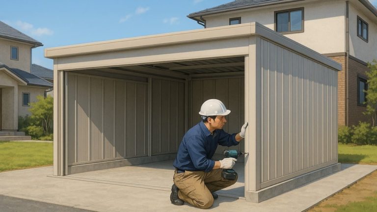 兵庫県の住宅に施工された車庫ガレージのイメージ