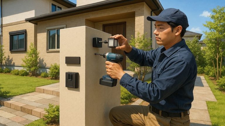 兵庫県の戸建て外構に施工された門柱のイメージ