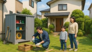 兵庫県の住宅に施工された屋外用物置イメージ