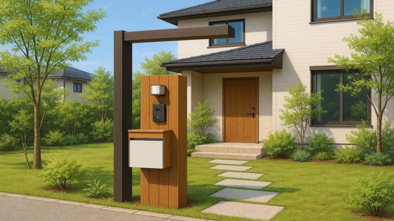 茨城県の戸建て外構に施工された門柱のイメージ