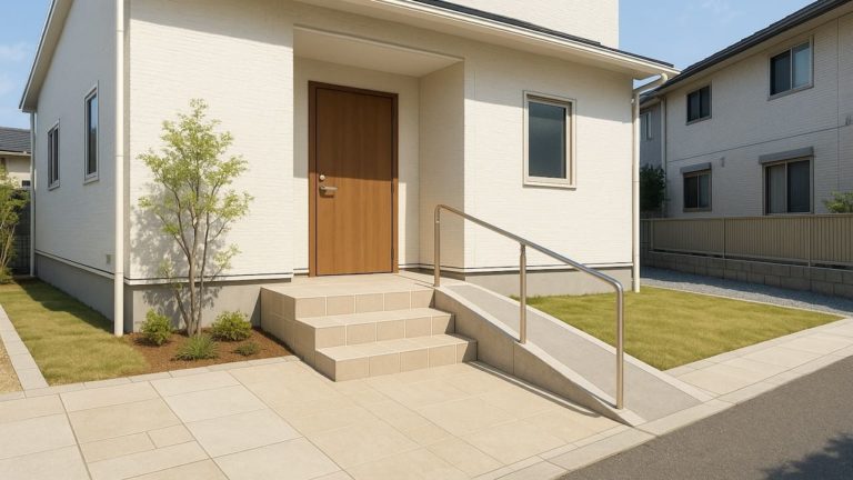 市川市の戸建て外構に施工された玄関アプローチのイメージ