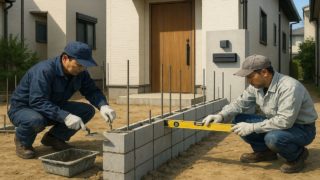 【市川市】門柱の価格相場|施工後の暮らしやすさを検証 市川市の戸建て外構に施工された門柱のイメージ