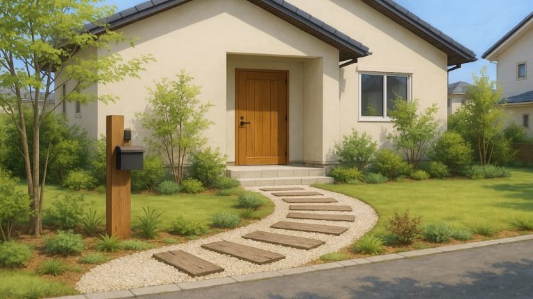 一宮市の戸建て外構に施工された玄関アプローチのイメージ