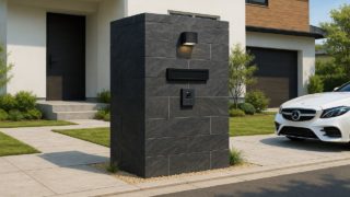 【一宮市】門柱の費用と業者比較|満足度を左右するポイント 一宮市の戸建て外構に施工された門柱のイメージ