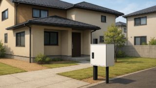 【伊賀市】宅配ボックスの工事相場|リアルな体験談と工期の目安 伊賀市の戸建て外構に施工された宅配ボックスのイメージ
