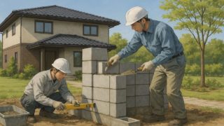 伊賀市の戸建て外構に施工された門柱のイメージ