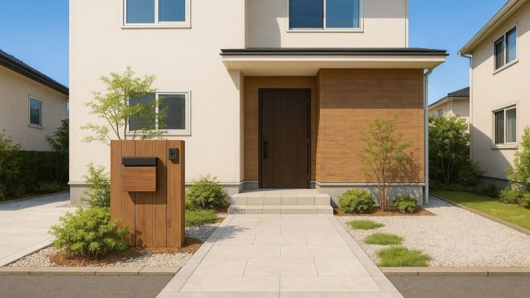 飯田市の戸建て外構に施工された玄関アプローチのイメージ