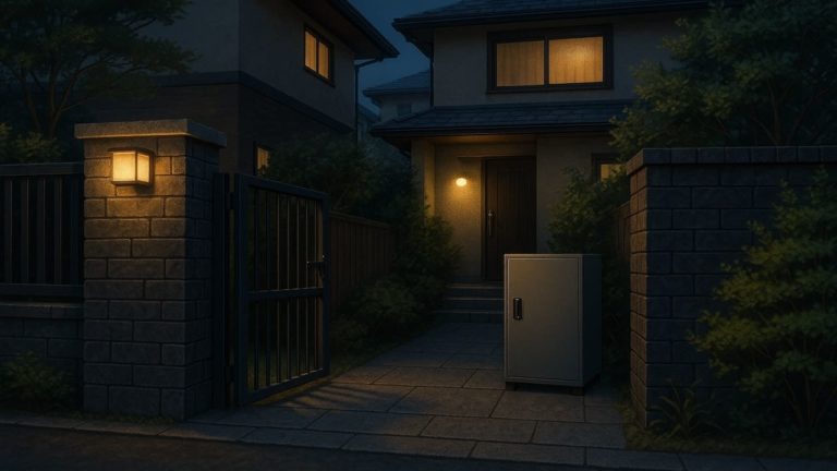 池田市の戸建て外構に施工された宅配ボックスのイメージ