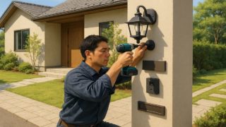 池田市の戸建て外構に施工された門柱のイメージ