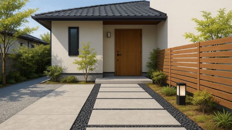 生駒市の戸建て外構に施工された玄関アプローチのイメージ