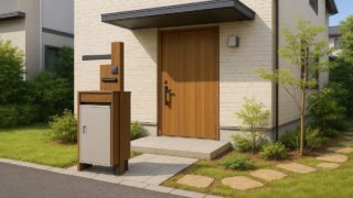 【生駒市】宅配ボックスの価格帯|保証・アフターで後悔しない依頼先 生駒市の戸建て外構に施工された宅配ボックスのイメージ