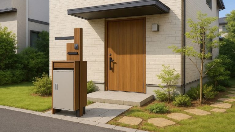 生駒市の戸建て外構に施工された宅配ボックスのイメージ