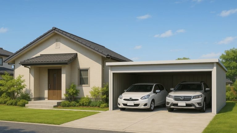 今治市の住宅に施工された車庫ガレージのイメージ