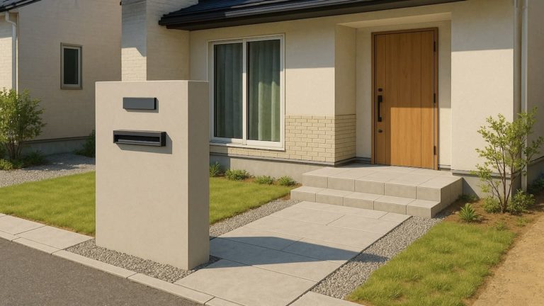 射水市の戸建て外構に施工された門柱のイメージ