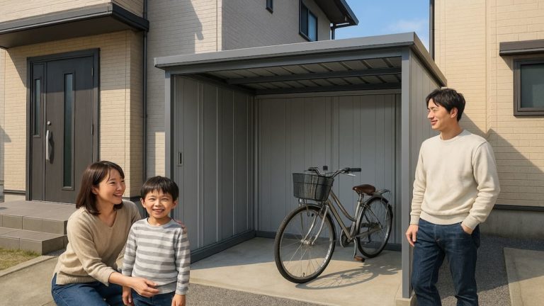 稲沢市の住宅に施工された屋外用物置イメージ