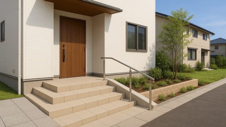 入間市の戸建て外構に施工された玄関アプローチのイメージ