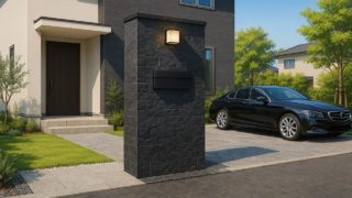 諫早市の戸建て外構に施工された門柱のイメージ