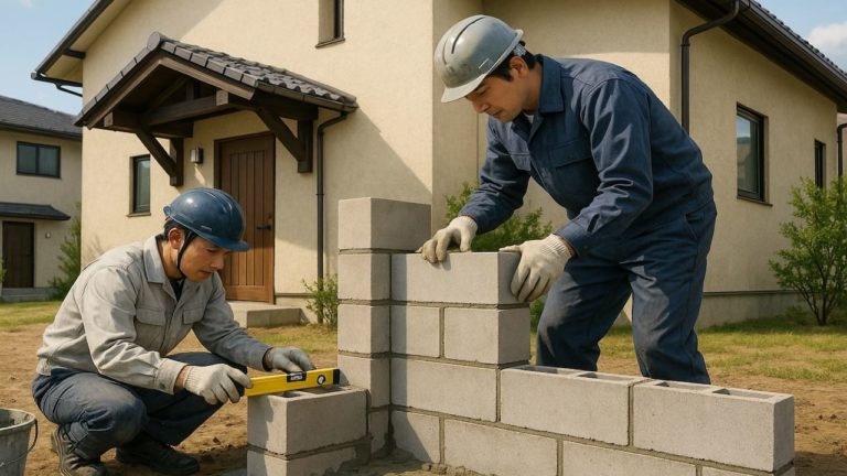 伊勢市の戸建て外構に施工された門柱のイメージ