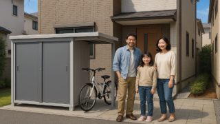 伊勢市の住宅に施工された屋外用物置イメージ