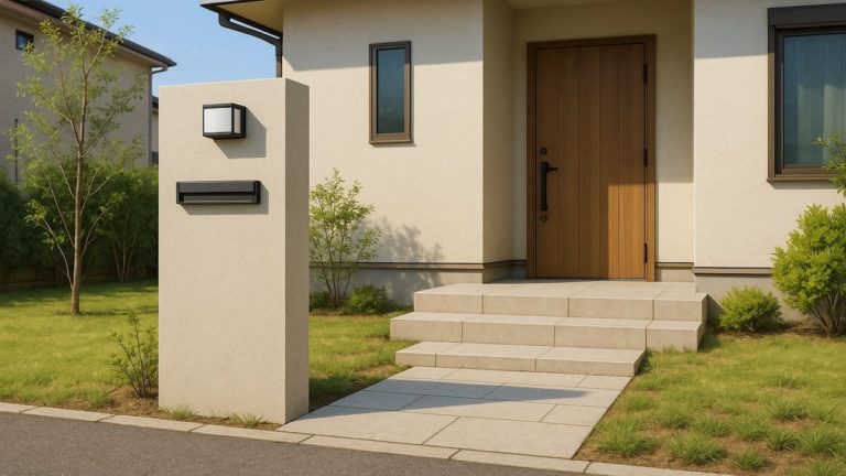 伊勢原市の戸建て外構に施工された門柱のイメージ