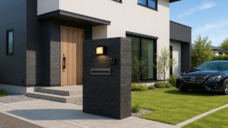 伊勢崎市の戸建て外構に施工された門柱のイメージ