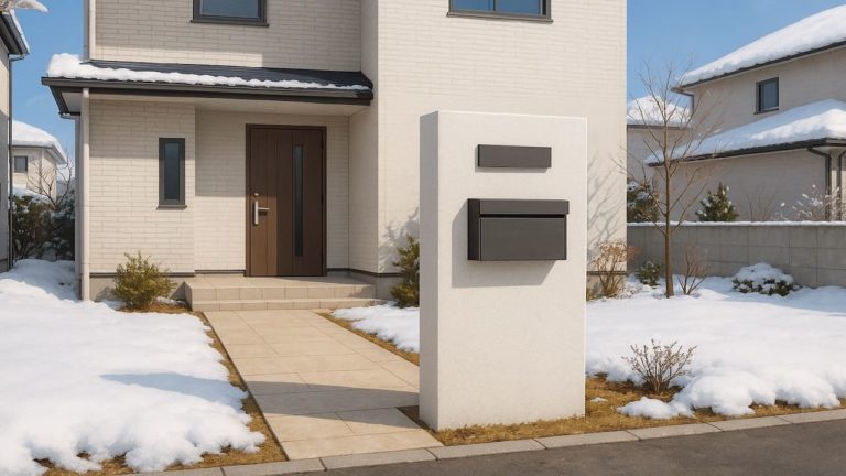 石狩市の戸建て外構に施工された門柱のイメージ