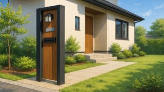 【石川県】門柱の費用感|実際に設置した人の生の声 石川県の戸建て外構に施工された門柱のイメージ