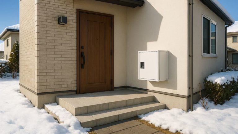 いわき市の戸建て外構に施工された宅配ボックスのイメージ