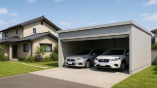 【いわき市】車庫ガレージの費用を抑える|最新トレンドで上品に見せる いわき市の住宅に施工された車庫ガレージのイメージ