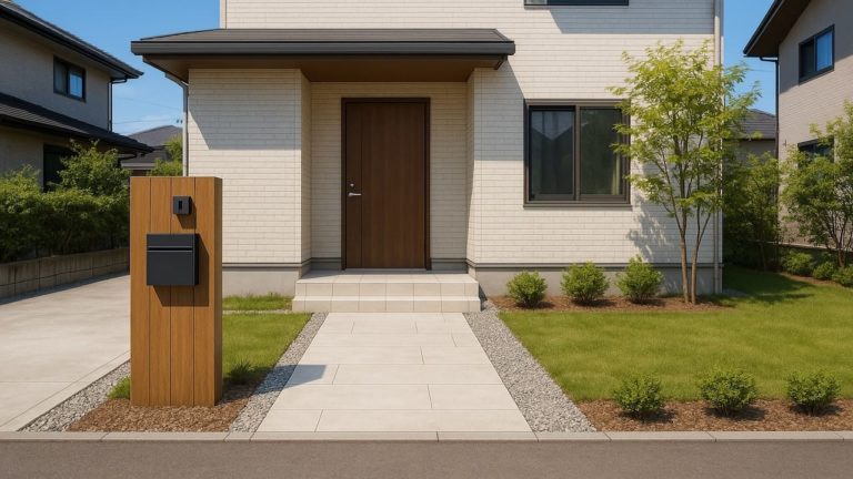 岩国市の戸建て外構に施工された玄関アプローチのイメージ