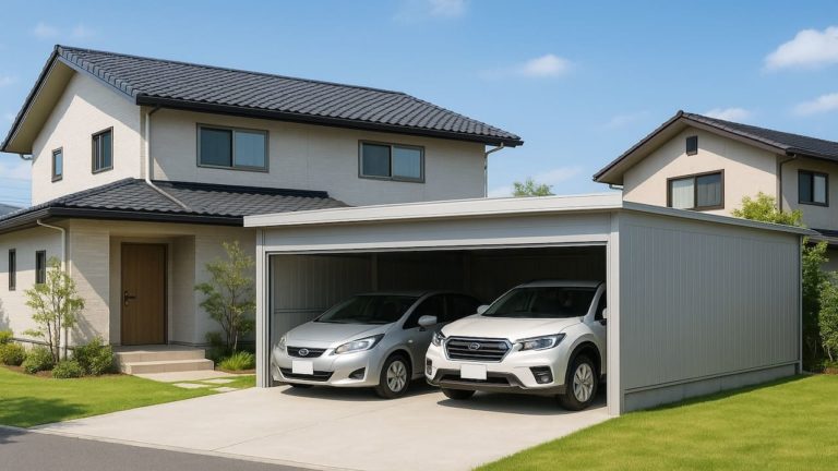 岩国市の住宅に施工された車庫ガレージのイメージ