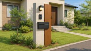 【岩国市】門柱の価格相場|口コミで人気ある施工イメージ 岩国市の戸建て外構に施工された門柱のイメージ