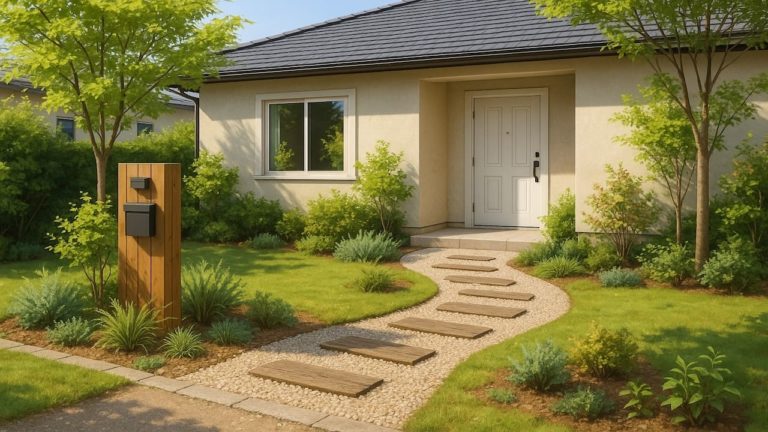 磐田市の戸建て外構に施工された玄関アプローチのイメージ