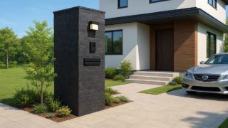 磐田市の戸建て外構に施工された門柱のイメージ