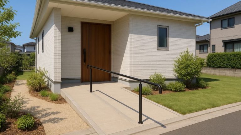 和泉市の戸建て外構に施工された玄関アプローチのイメージ