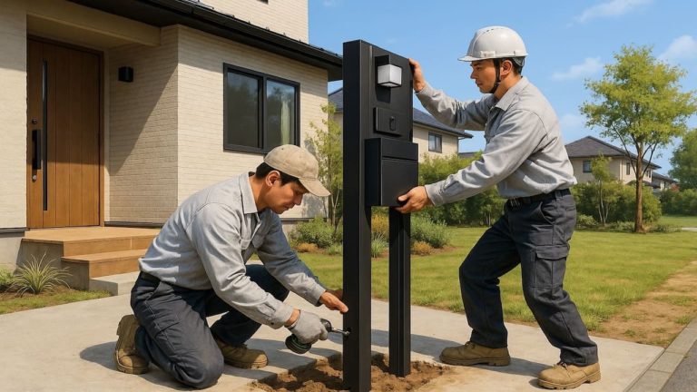 和泉市の戸建て外構に施工された門柱のイメージ