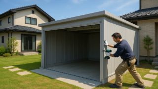 【泉佐野市】車庫ガレージ費用と外観UP|見た目を格上げする方法 泉佐野市の住宅に施工された車庫ガレージのイメージ